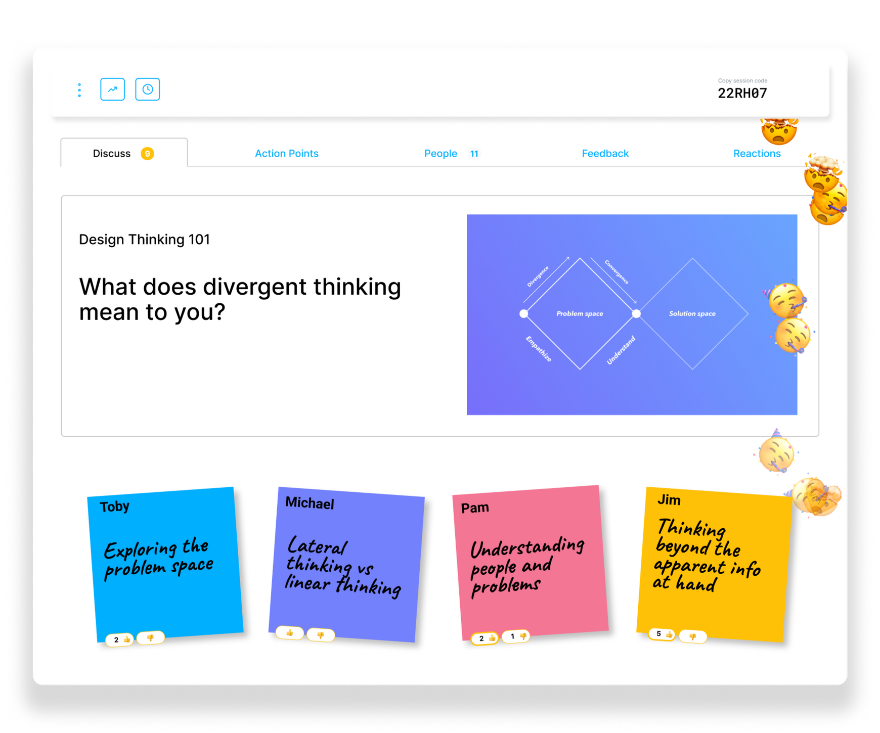 Presentation with an image slide and sticky note feedback from the audience