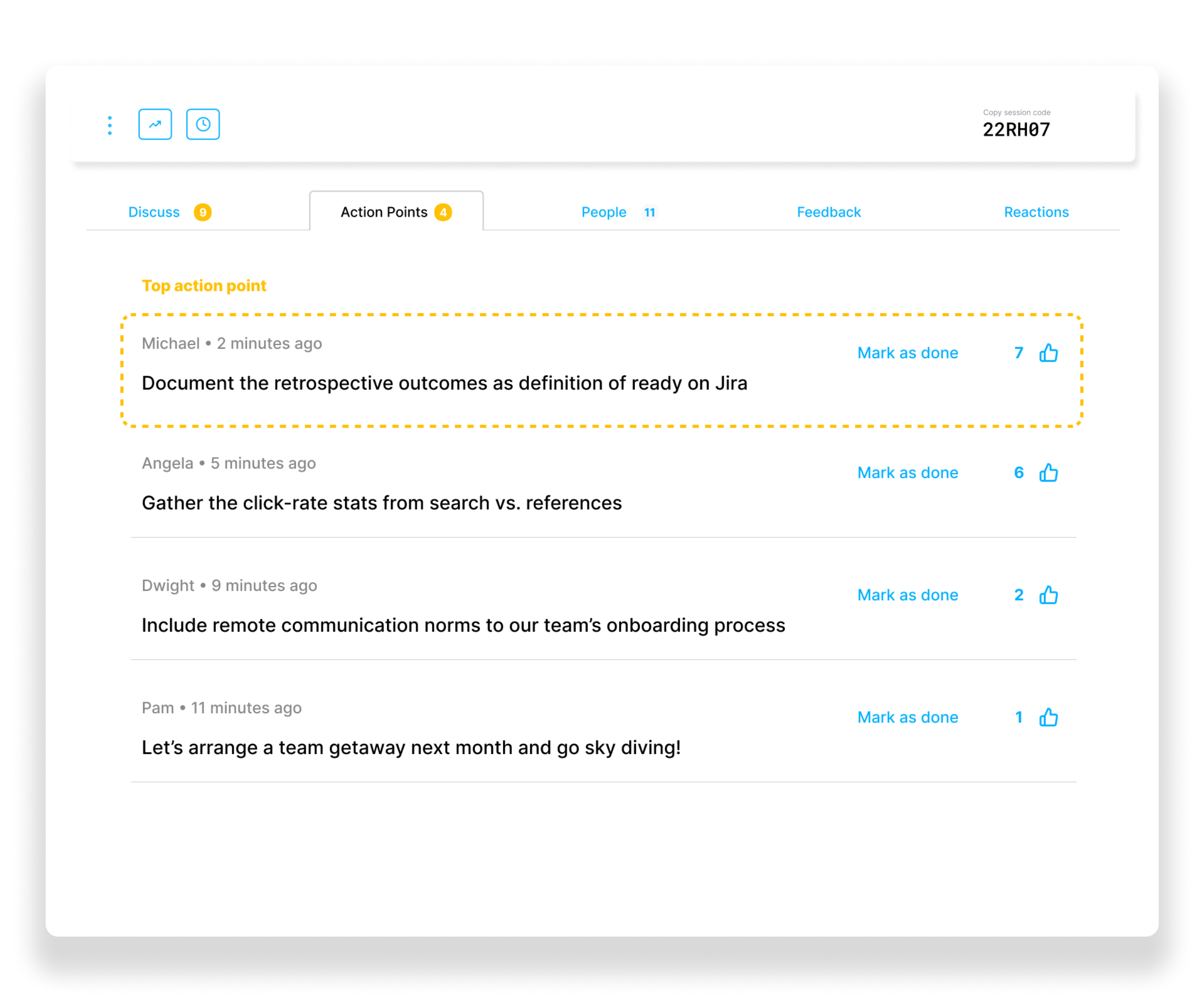 Action items and voting